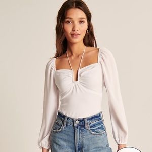 Abercrombie long sleeve faux silk cinch top